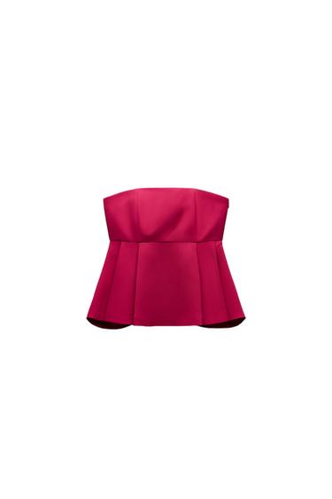 BUSTIER TOP WITH FLARED HEM