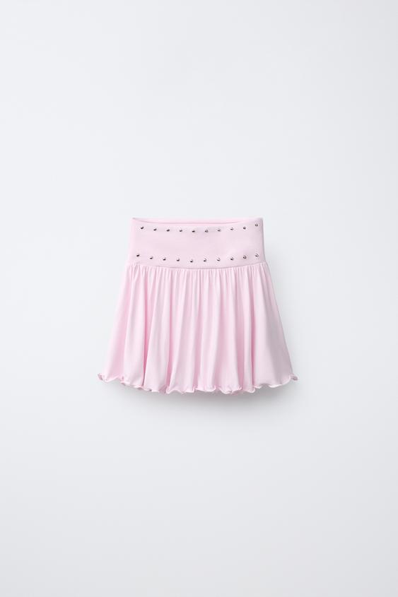 FALDA TACHAS VOLANTES - Rosa de Zara - Imagen 0