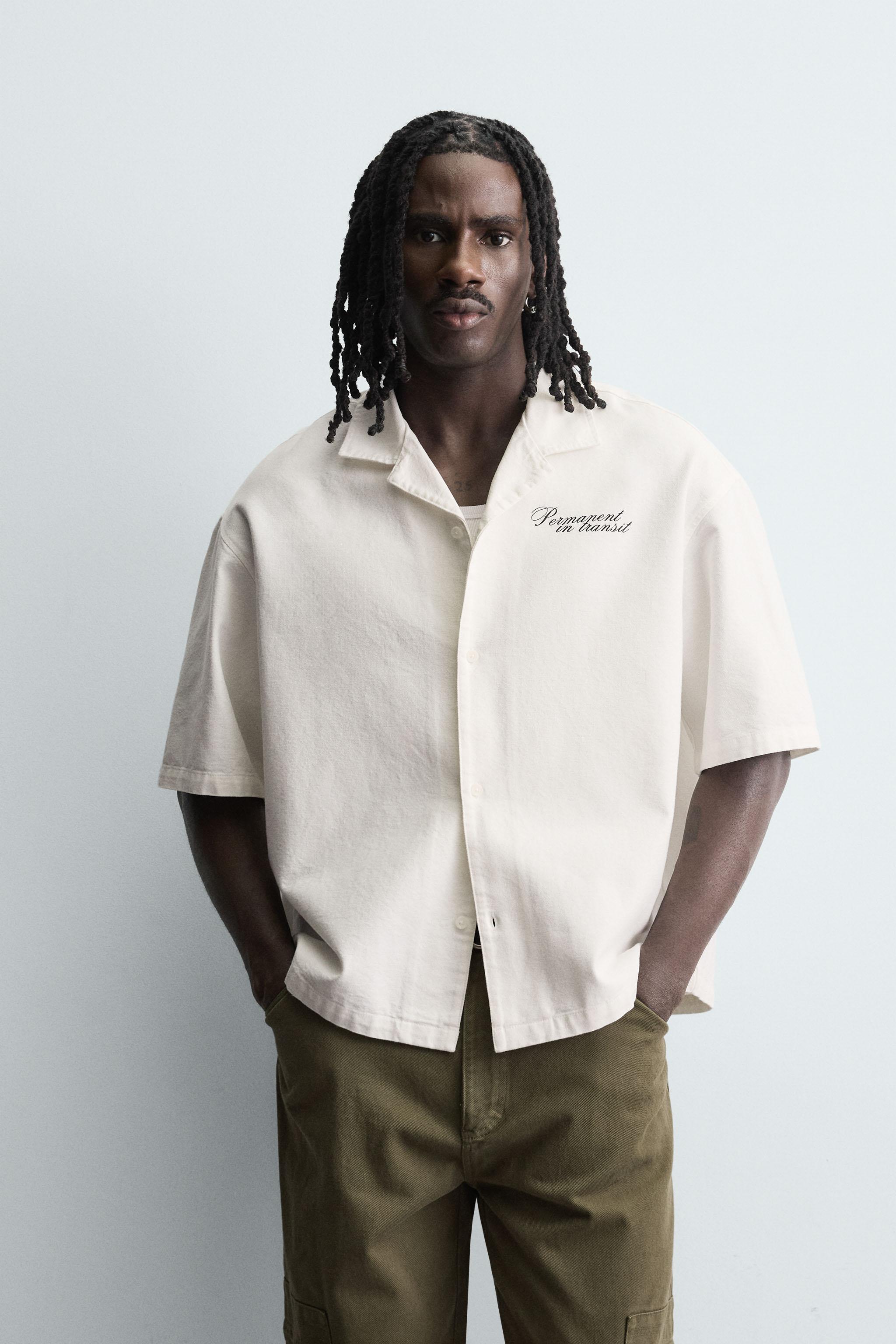 RELAXED FIT PRINTED SHIRT - Oyster-white | ZARA South Africa