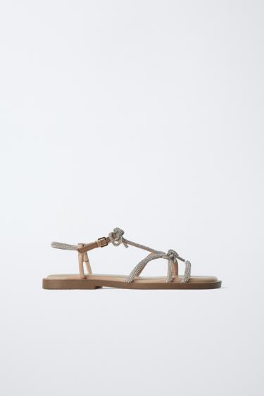SHINY BOW SANDALS - Silver by Zara