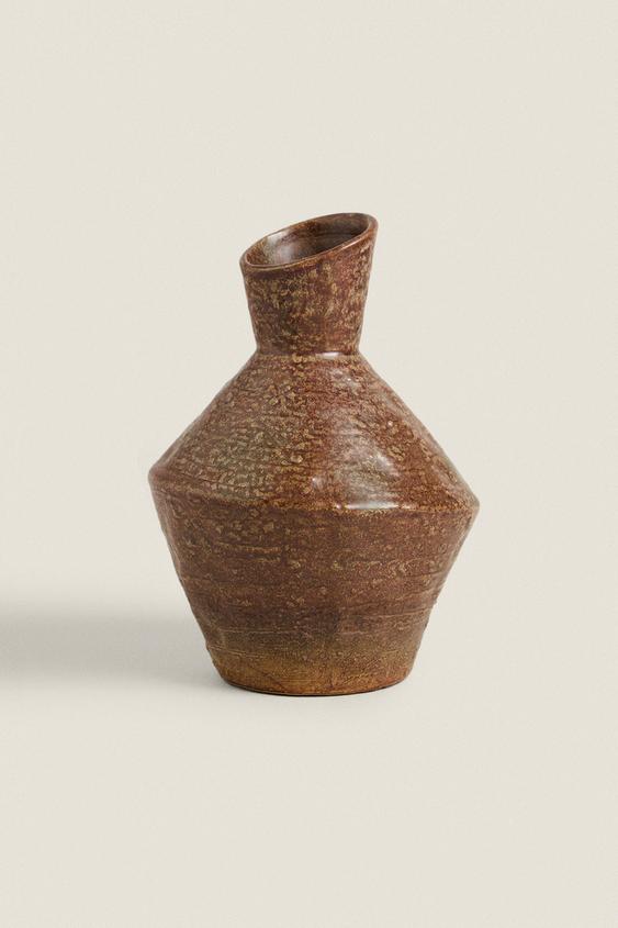 IRREGULAR CERAMIC VASE Brown ZARA Ireland