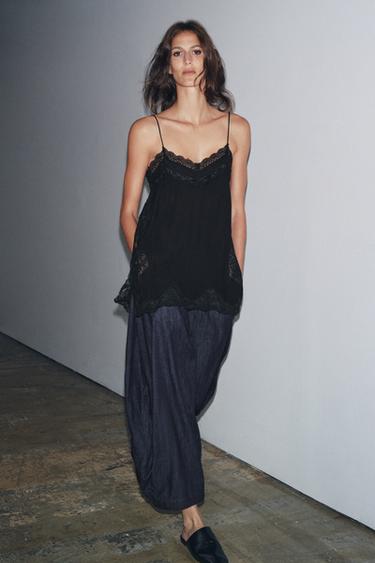 ZW COLLECTION LACE CAMISOLE TOP - Black by Zara - Image 0