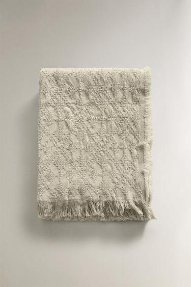DIAMOND JACQUARD THROW - Light green by Zara