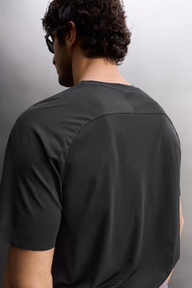 PERFORATED TECHNICAL T-SHIRT - Black by Zara - Image 6