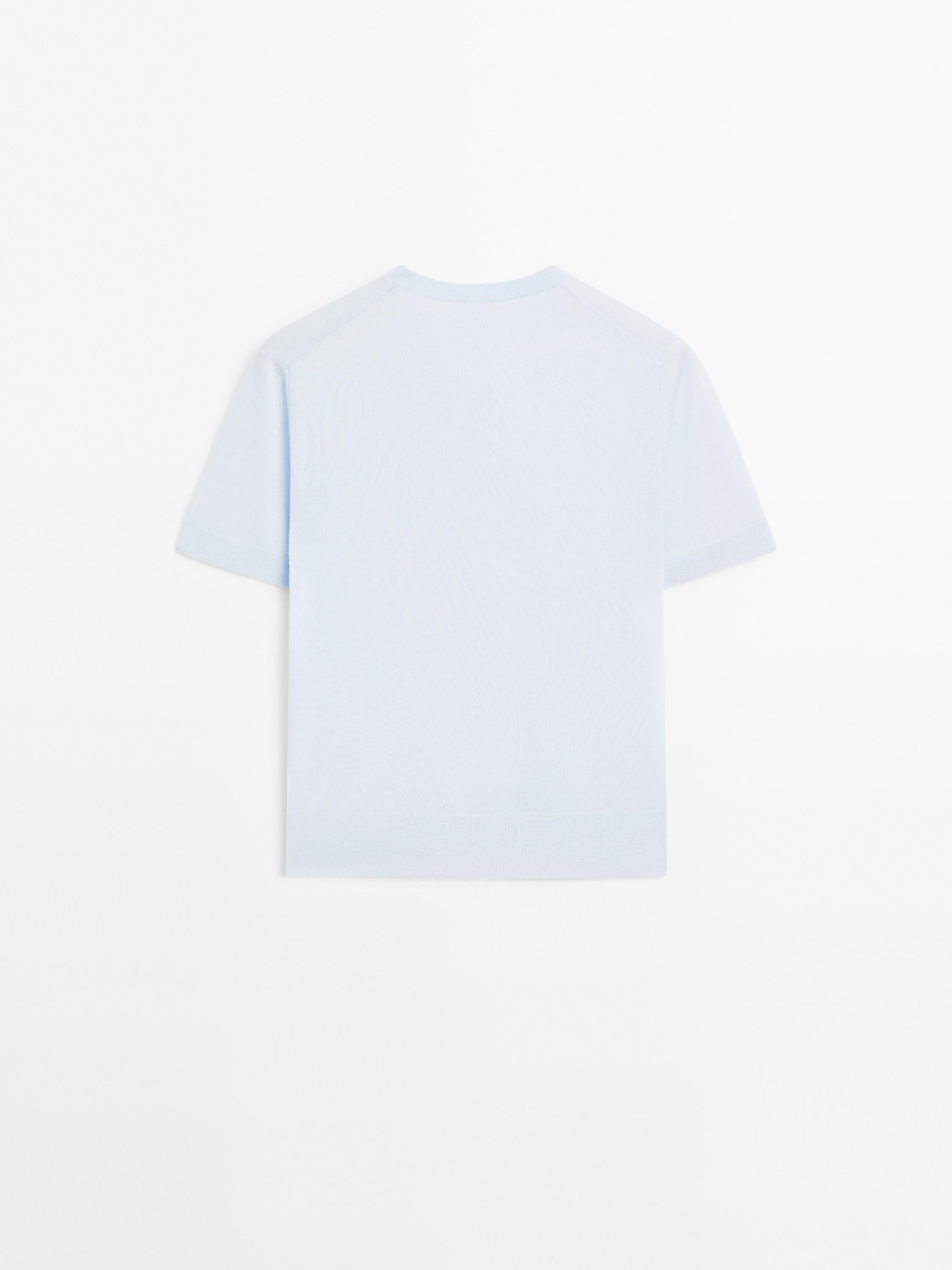 Pull laine en maille à manches courtes