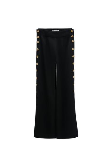 BUTTONED PALAZZO TROUSERS