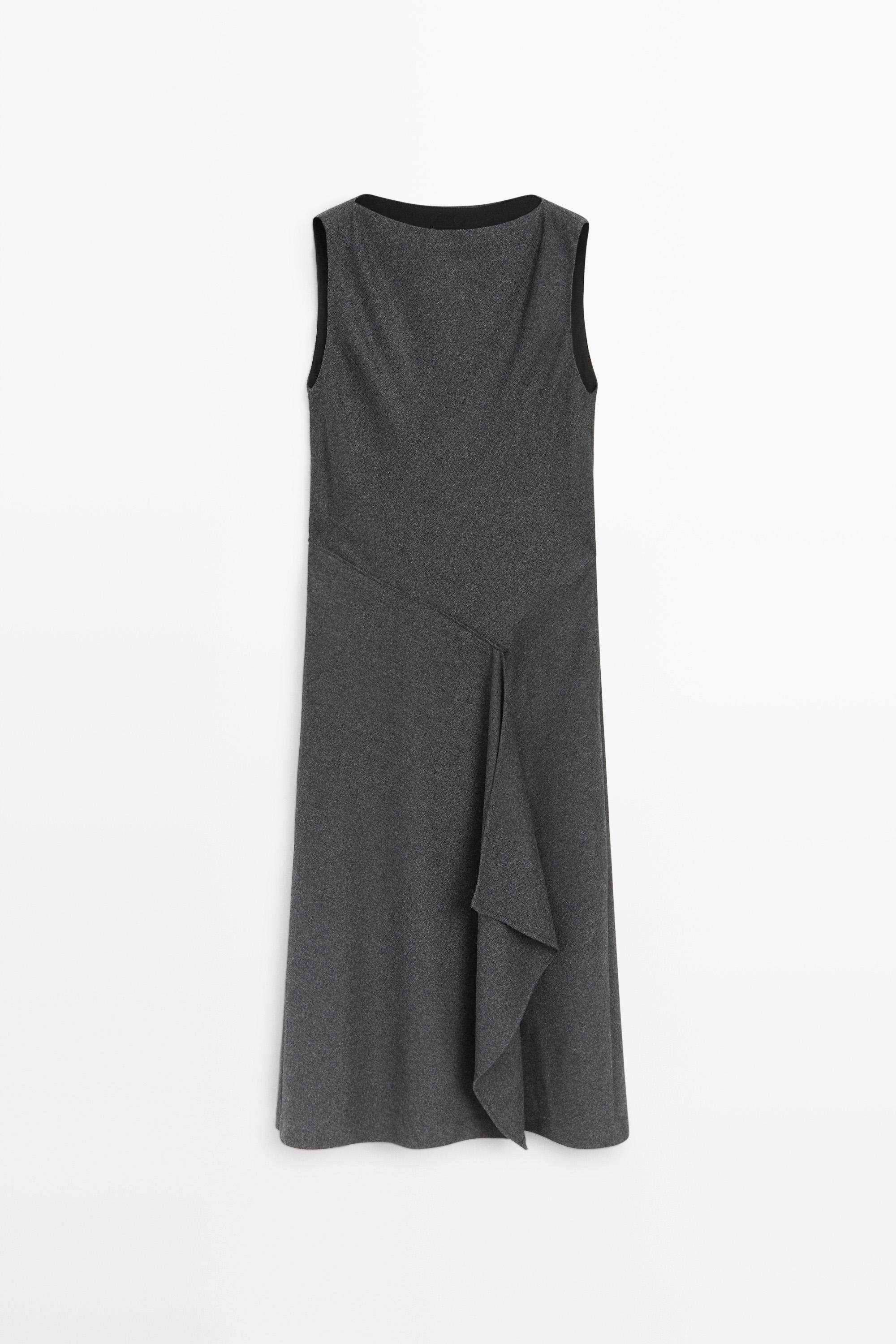 Asymmetric midi dress with draped detail