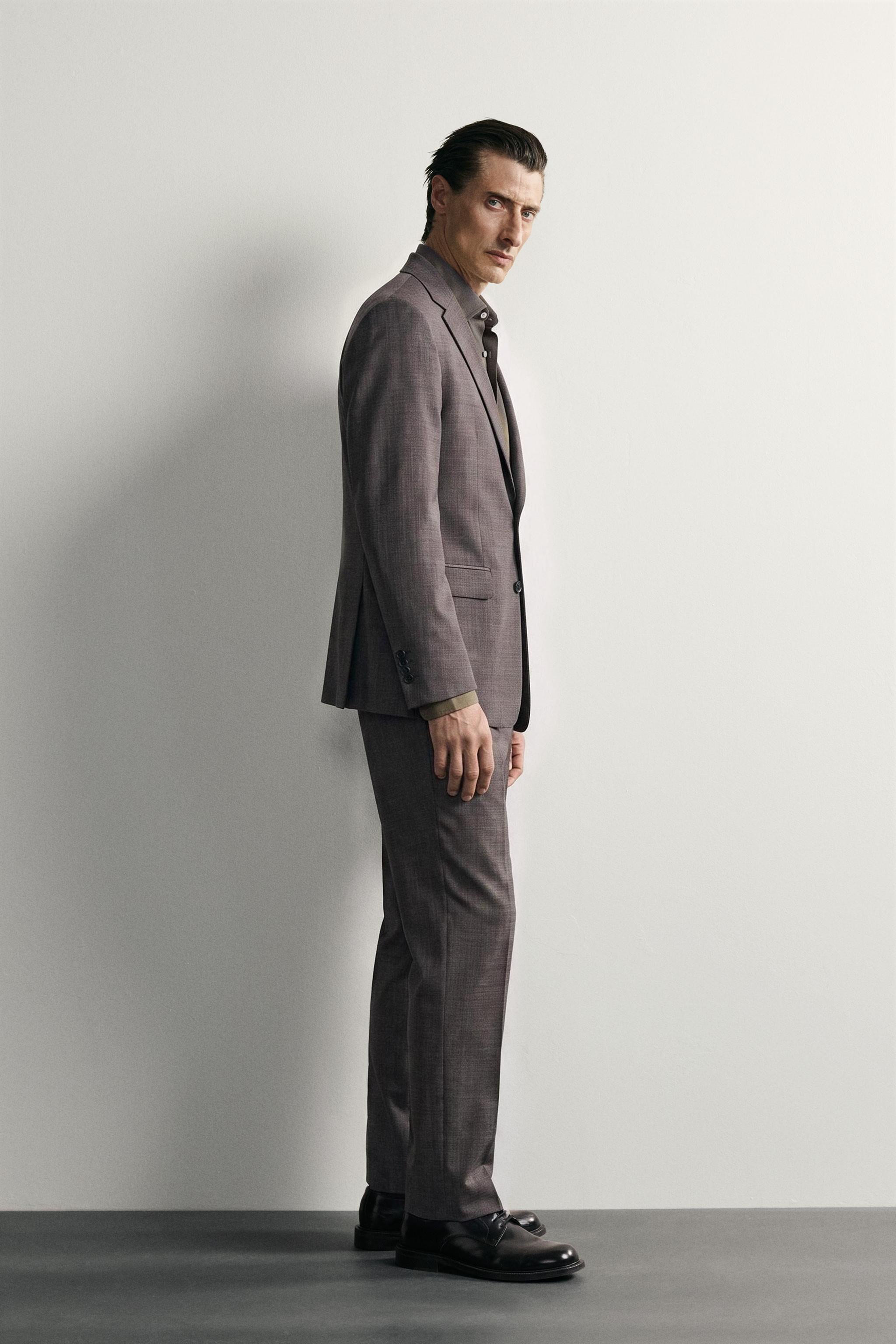 PANTALON DE COSTUME À CARREAUX EN LAINE