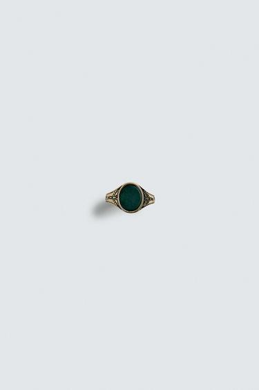STONE SIGNET RING - Gold by Zara