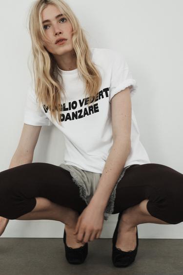 FRONT SLOGAN T-SHIRT - White by Zara - Image 2