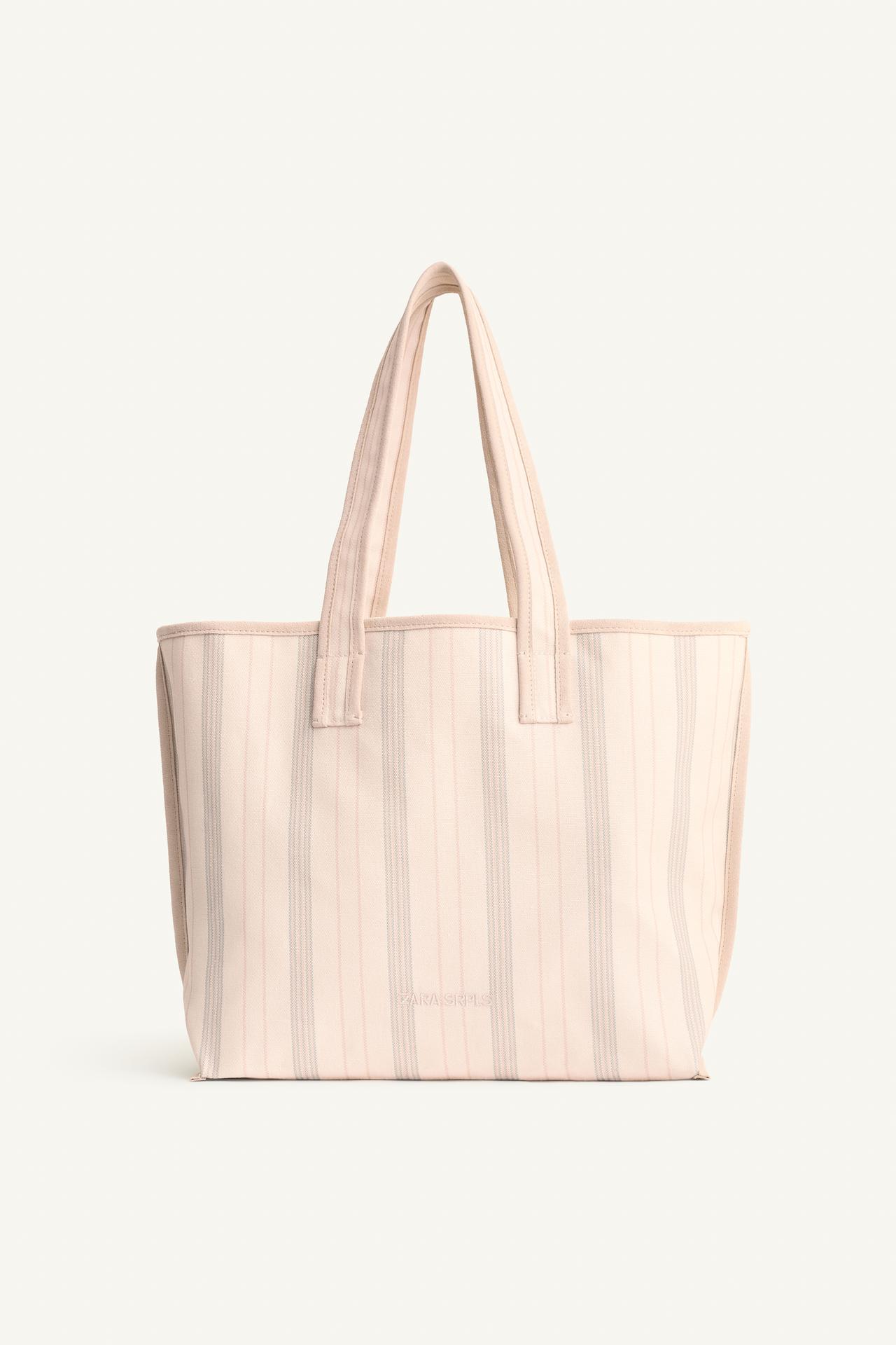 STRIPED SHOPPER — SAND/BROWN