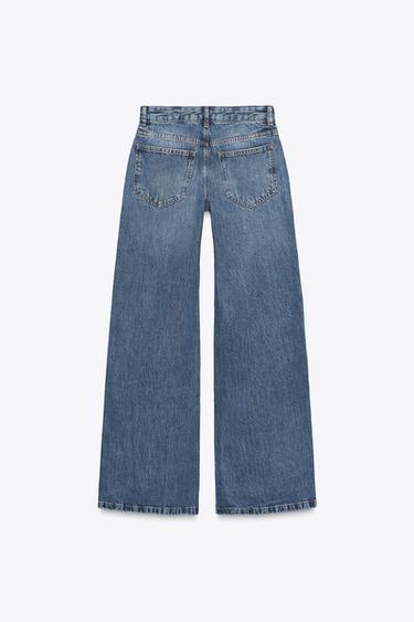 ZW COLLECTION FLARE LOW WAIST PLEAT JEANS - Blue by Zara