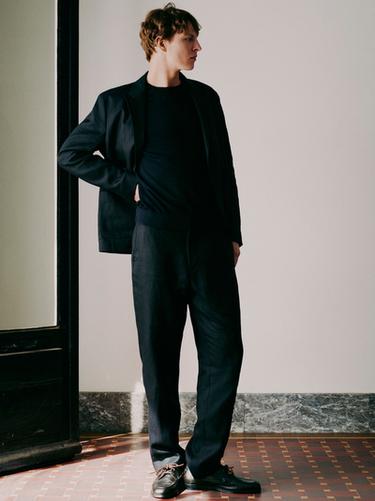 Zara 100% linen suit trousers - Navy blue