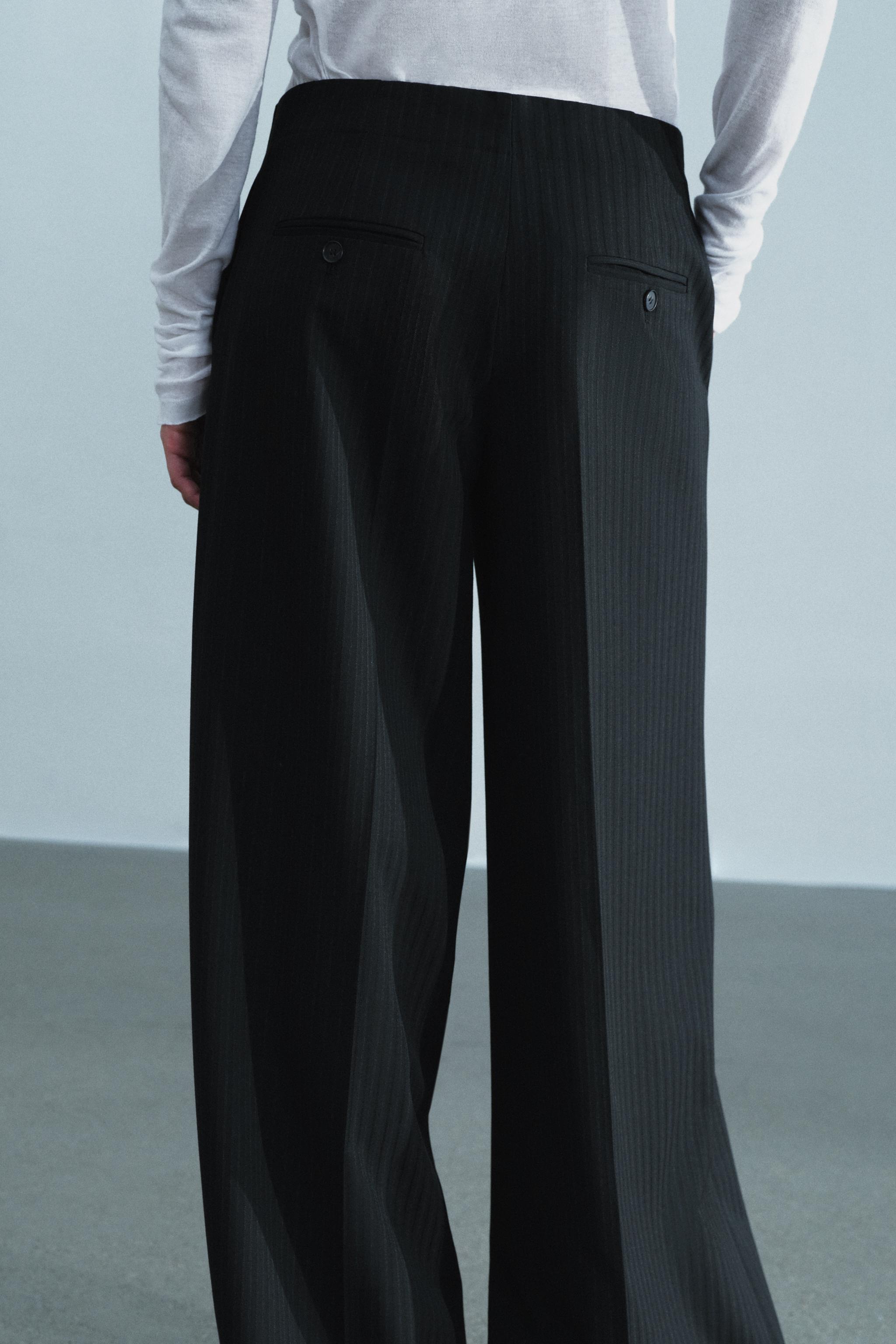 Zara ÇİZGİLİ GENİŞ PAÇA ZW COLLECTION PANTOLON görsel 3
