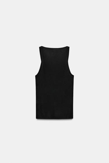 TOP PUNTO FINO MANGA SISA - Negro de Zara