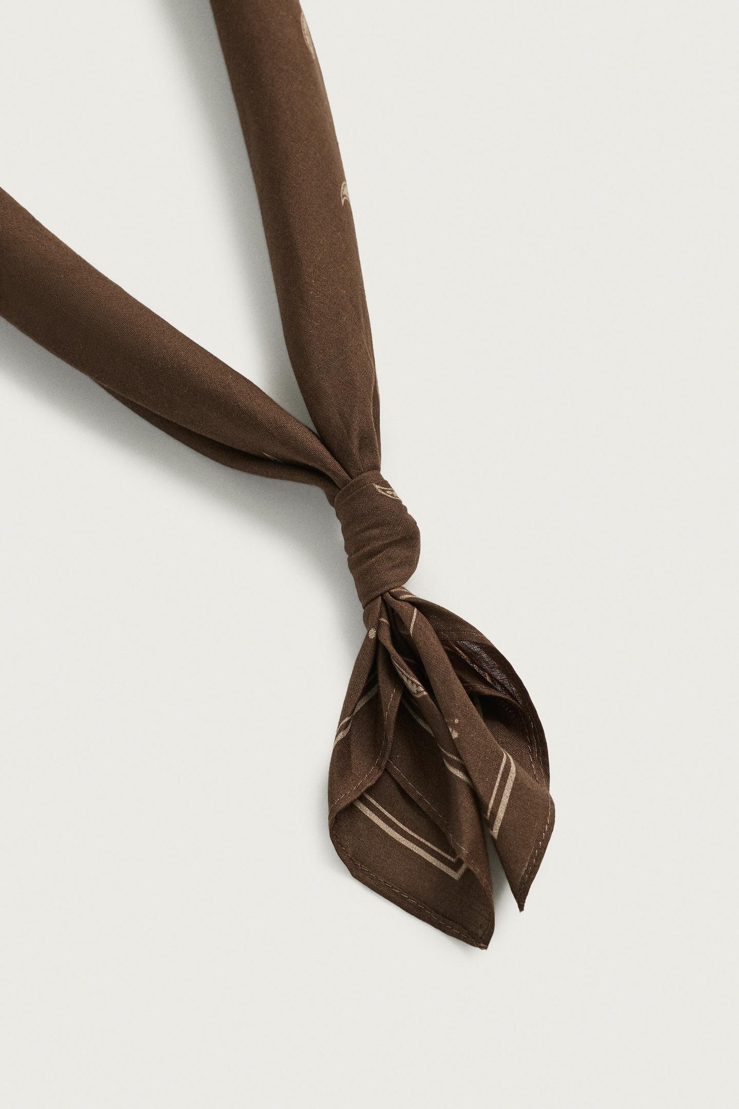 Аксессуары Zara Paisley Print Bandana, цвет: Коричневый — фото 3