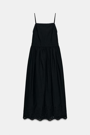 MIDI DRESS WITH CUTWORK EMBROIDERY - Black by Zara - Image 8