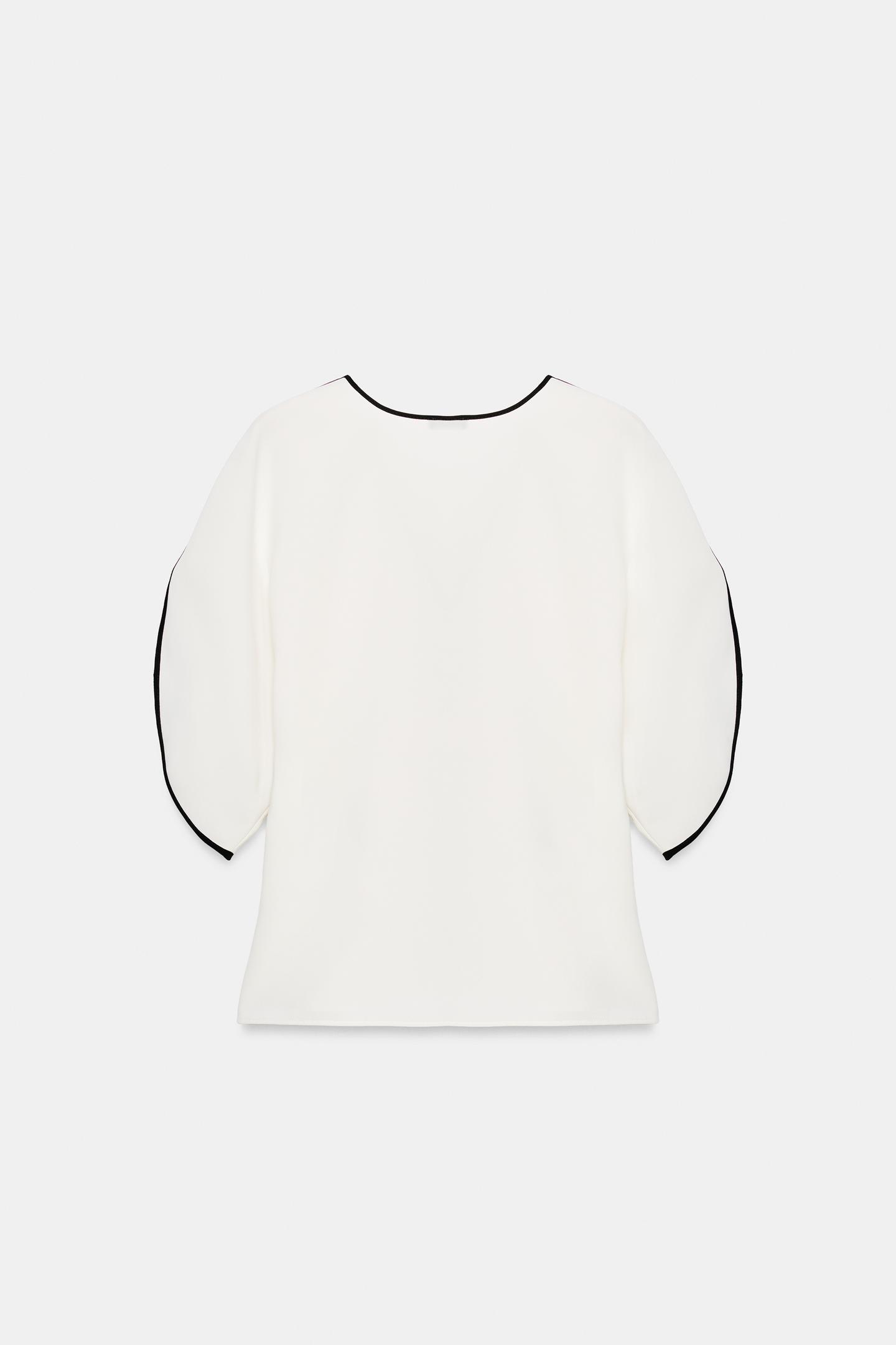 Женский топ Zara Contrast Trim Top, цвет: Экрю — фото 2