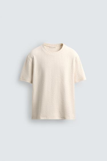 TEXTURED RELAXED FIT T-SHIRT - Oyster-white by Zara - Image 0