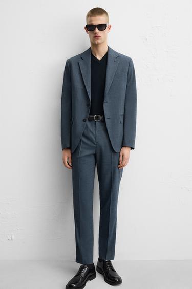 PANTALON DE COSTUME À CARREAUX - Bleu de Zara - Image 4