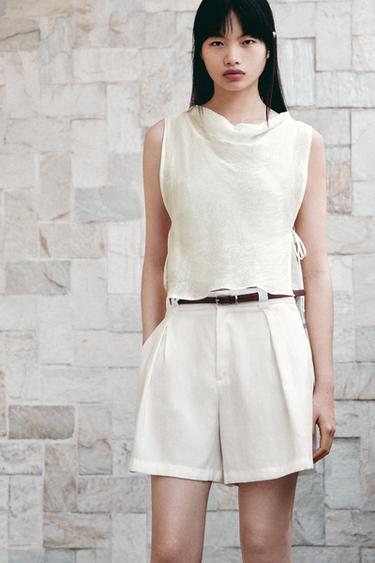 Zara 皺褶效果短罩衫 - 裸色