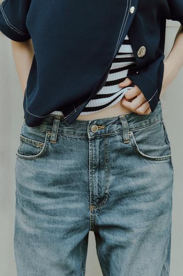 JEANS ZW COLLECTION BAGGY 미드라이즈 - Zara 블루