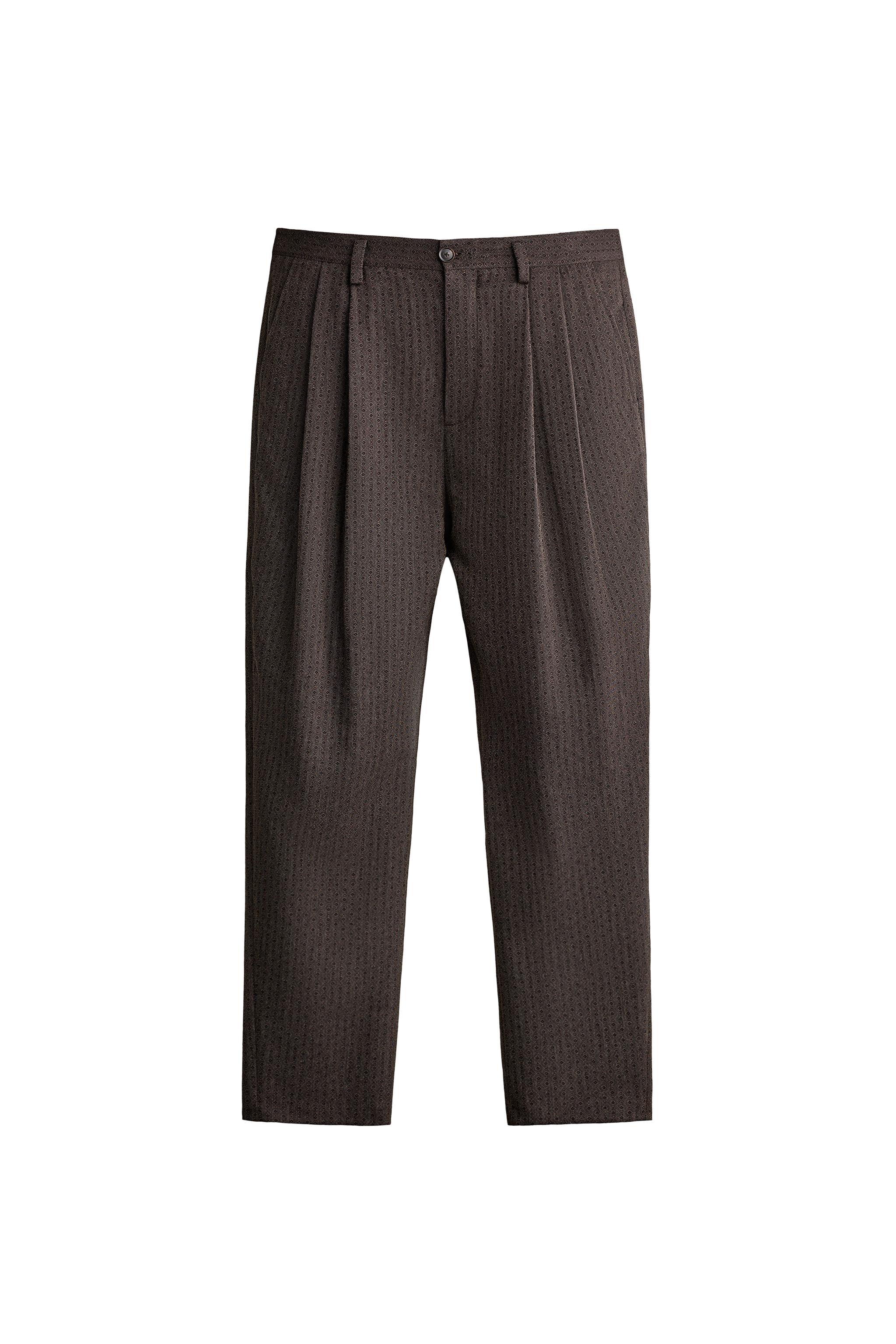 PANTALÓN JACQUARD GEOMÉTRICO PLIEGUES