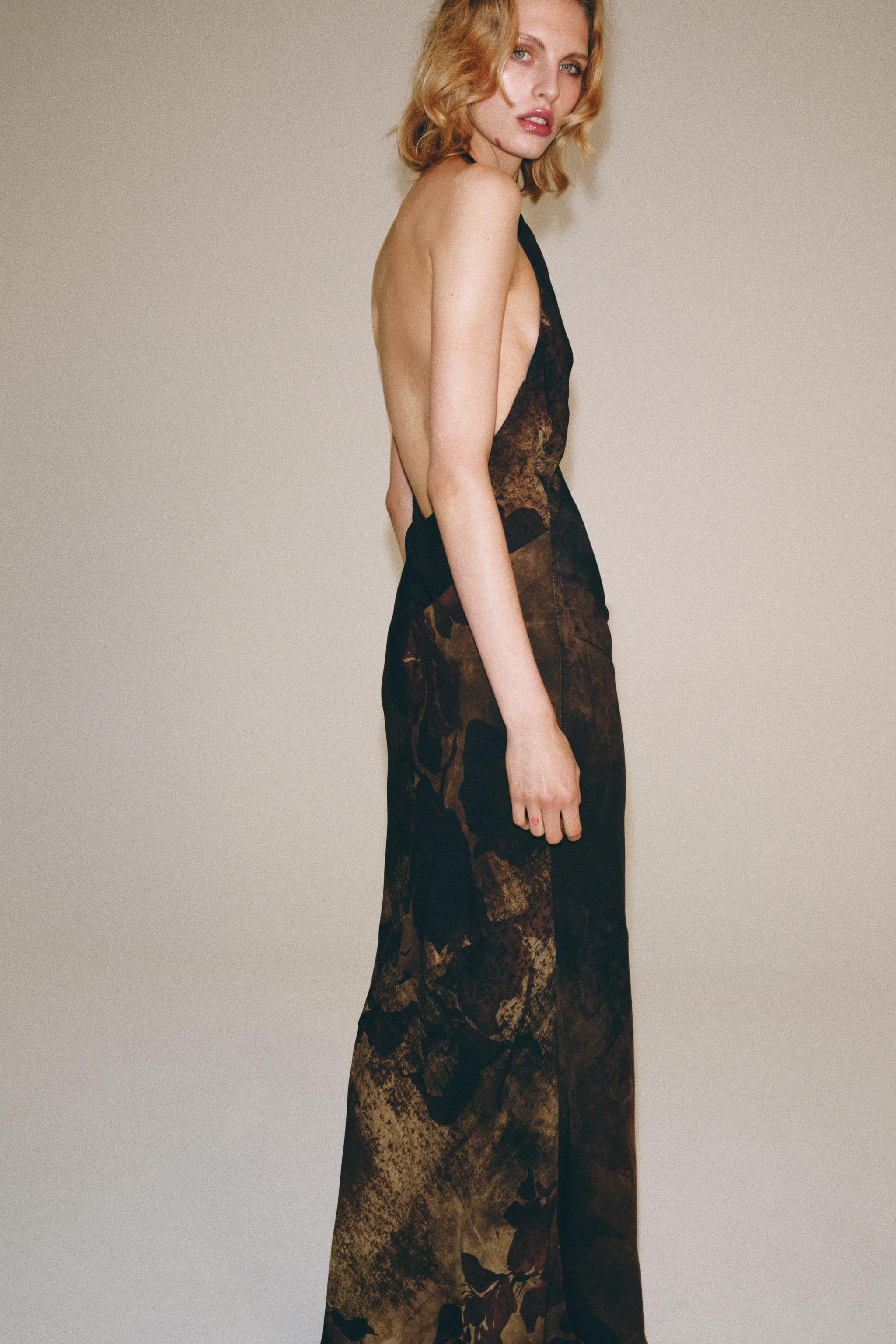 Женские платья Zara ZW COLLECTION PRINTED HALTER NECK DRESS — фото 4