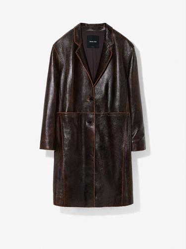 Zara Distressed nappa leather coat - Brown