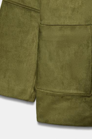 FAUX SUEDE COAT - Pistachio by Zara - Image 9