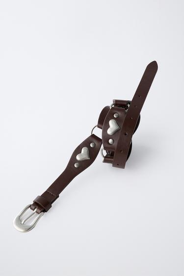HEART APPLIQUÉ BELT - Brown by Zara