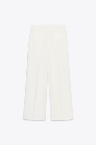PANTALON LARGE À PINCES - Écru de Zara - Image 5