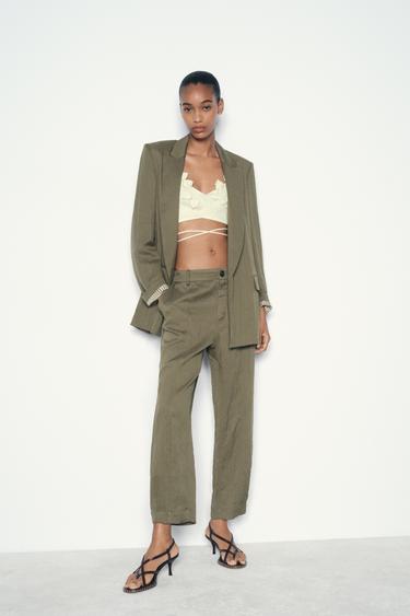 CREASED-EFFECT SAROUEL TROUSERS - Khaki by Zara - Image 0