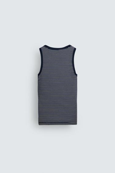 STRIPED JACQUARD TANK TOP X AARON LEVINE - Blue/White by Zara - Image 7