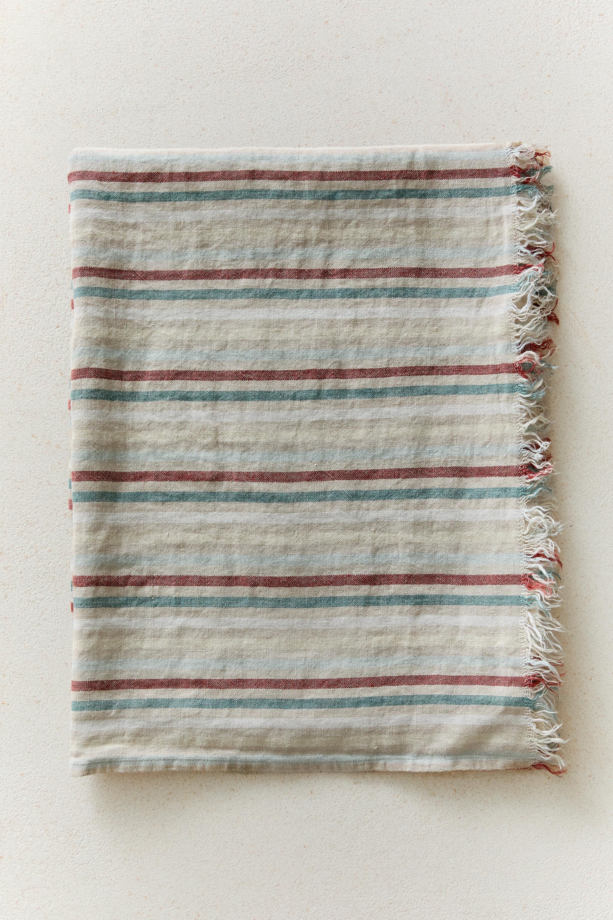 STRIPED LINEN BATH TOWEL — Multicolored