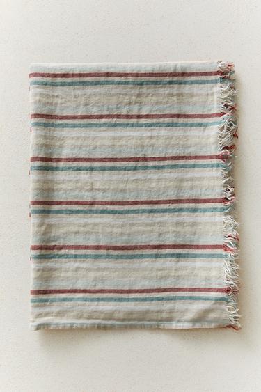 STRIPED LINEN BATH TOWEL — Multicolored 1