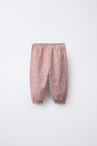 PANTALON DE JOGGING À IMPRIMÉ FLEURS - Rose de Zara - Image 1