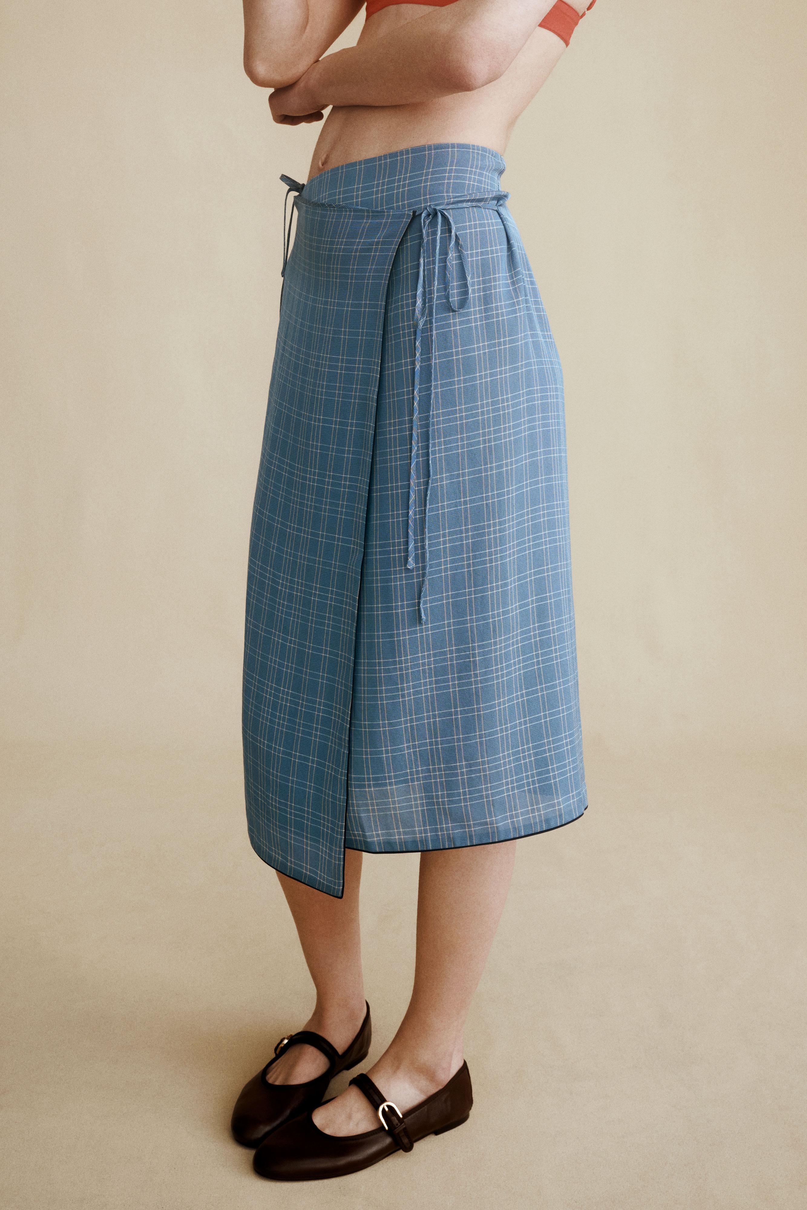 PLAID SKIRT CREATED BY CARAMEL LONDON X ZARA — Blue