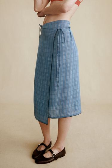 ZW COLLECTION CHECK SKIRT CREATED BY CARAMEL LONDON X ZARA - Blue by Zara - Image 1