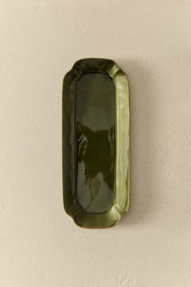 STONEWARE TRAY - Green by Zara