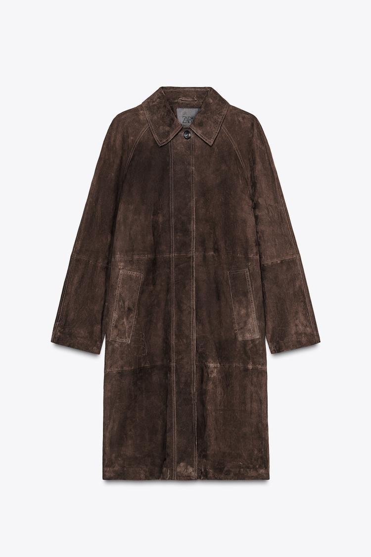 ZW COLLECTION LIMITED EDITION 100% SUEDE LEATHER COAT Brown