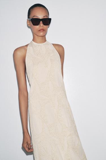 ROBE HALTER JACQUARD - Doré de Zara - Image 1