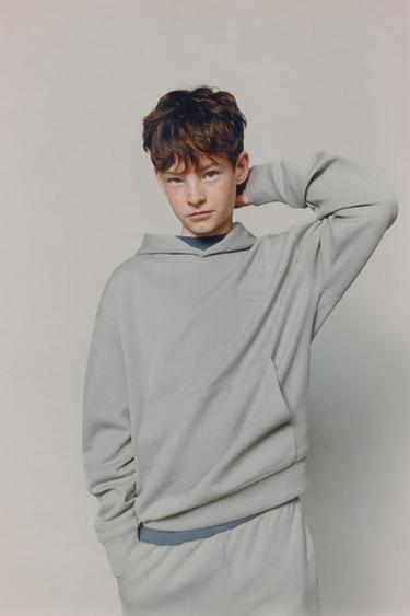 EMBOSSED TEXT INTERLOCK HOODIE AND JOGGERS SET - Beige by Zara