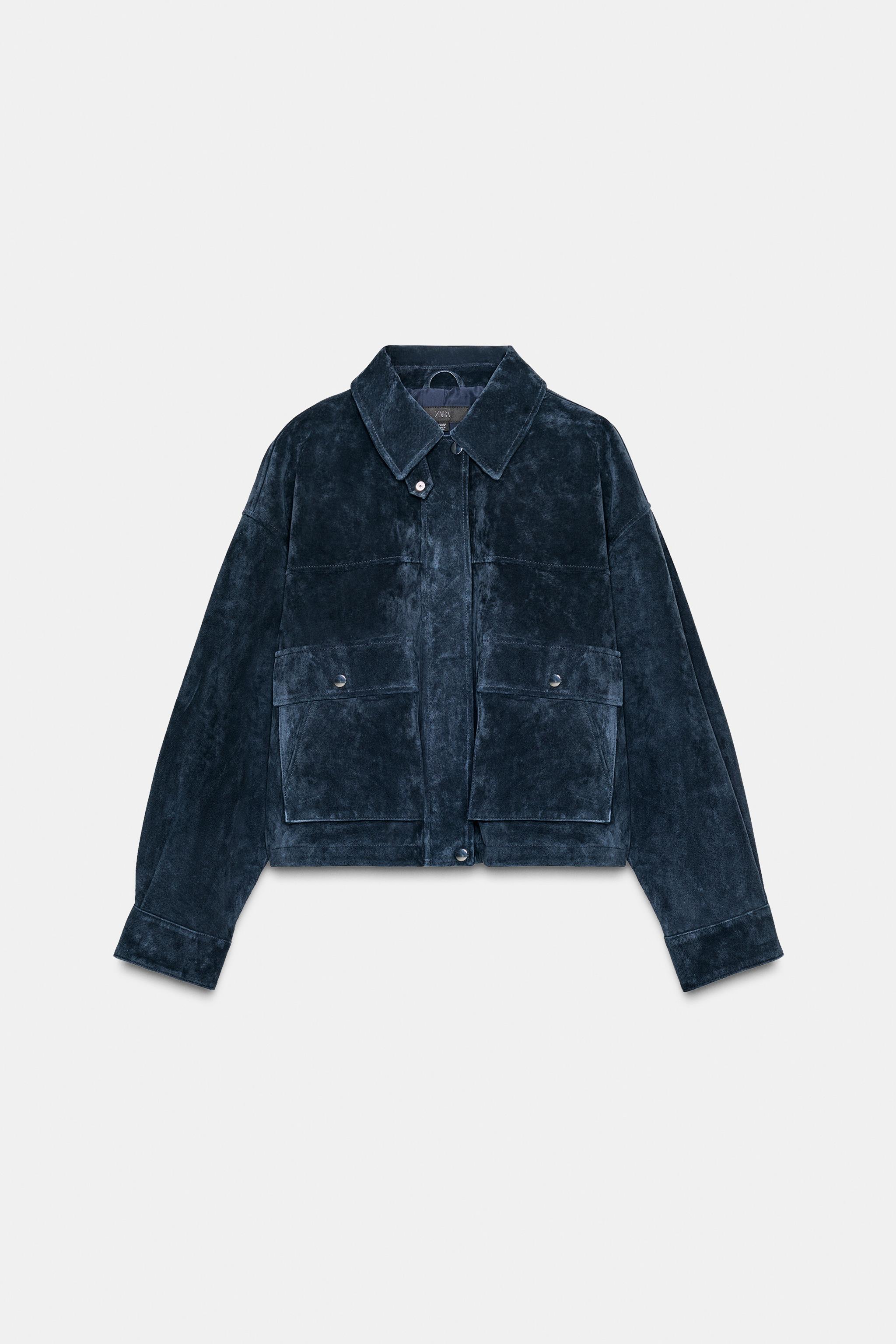 ボンバーレザージャケット - ネイビーブルー | ZARA Japan / 日本