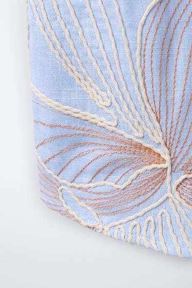 TOP BRODERIE LACETS - Bleu de Zara - Image 3