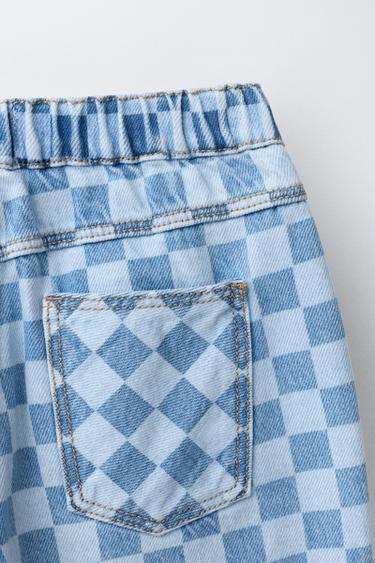 CHECKED BALLOON JEANS - Mid-blue by Zara