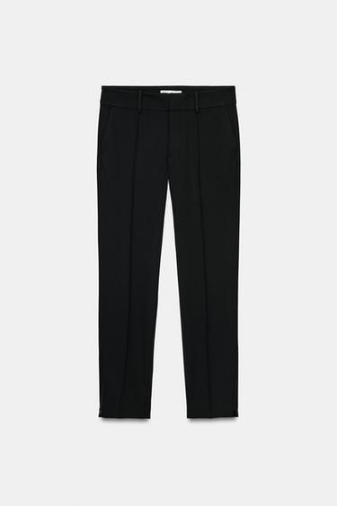 ジッパーディテールパンツブラックZaraのジッパーディテールパンツ - ブラック