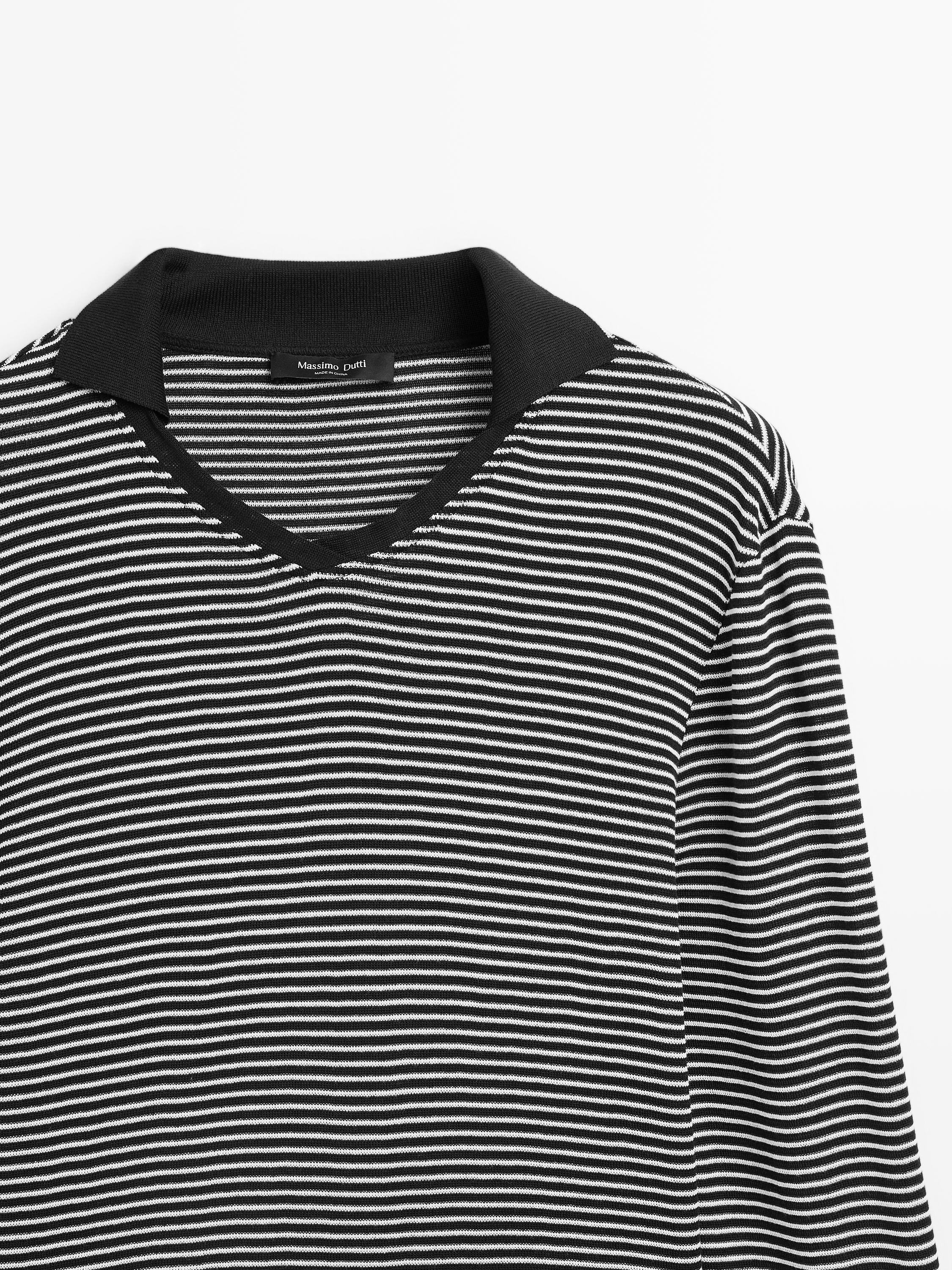 Striped long sleeve polo shirt