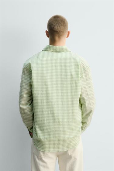 REGULAR FIT CHECK SHIRT - Pastel green by Zara - Image 2