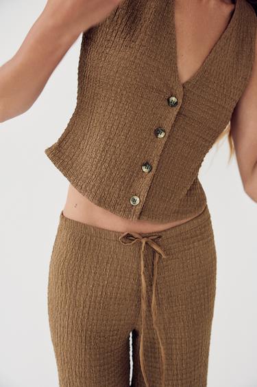 PANTALON DROIT STRUCTURÉ - Marron de Zara - Image 2